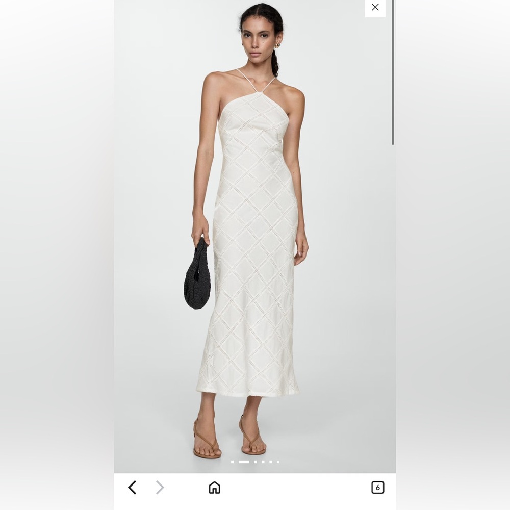 Mango White Eyelet Halter Mini Dress